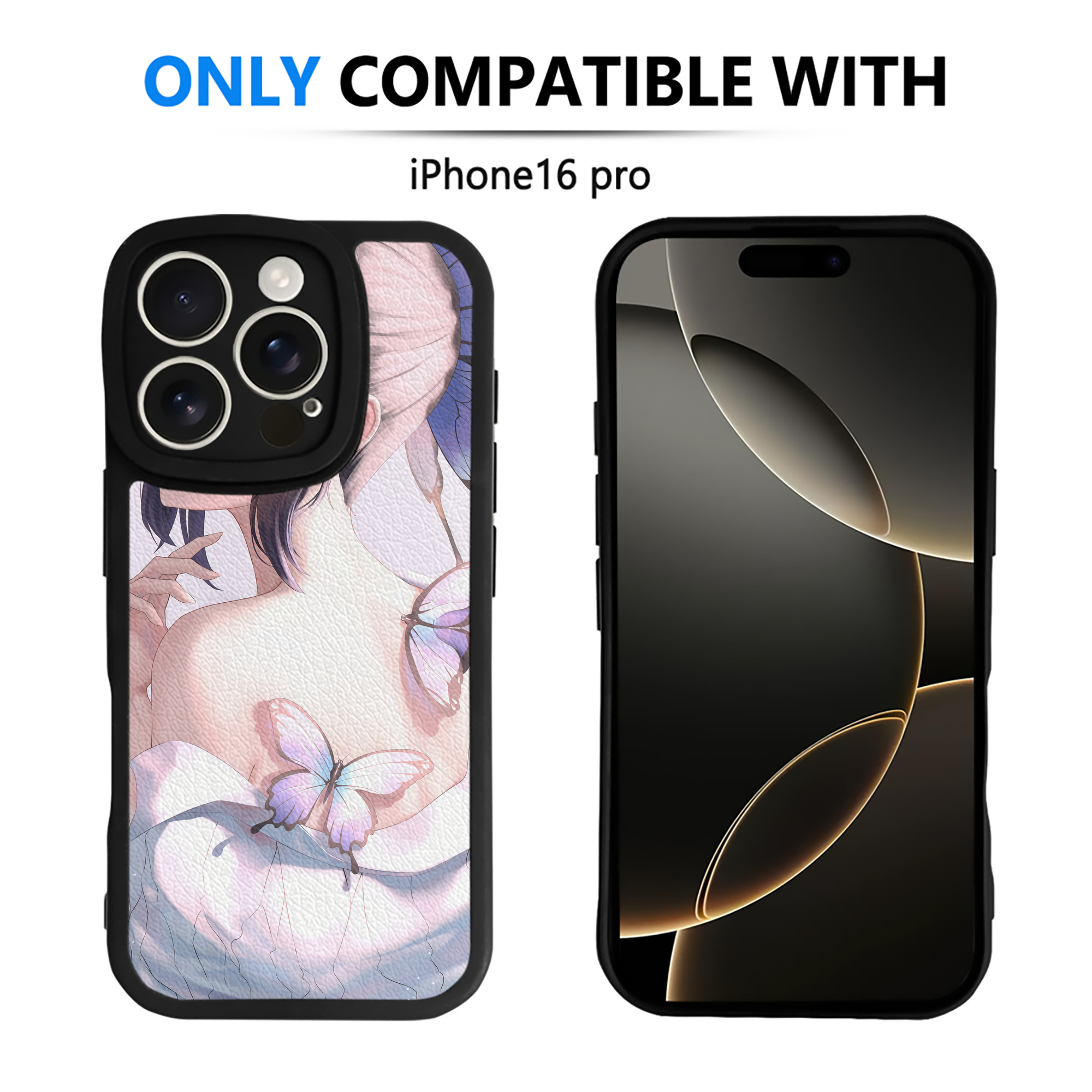 （画像用） 鬼滅の刃（きめつのやいば）蟲柱-胡蝶 しのぶ／こちょう しのぶ Kochou Shinobu 【iPhone 16シリーズ対応】シリコンスマホケース（レザー調） 材質：シリコン
